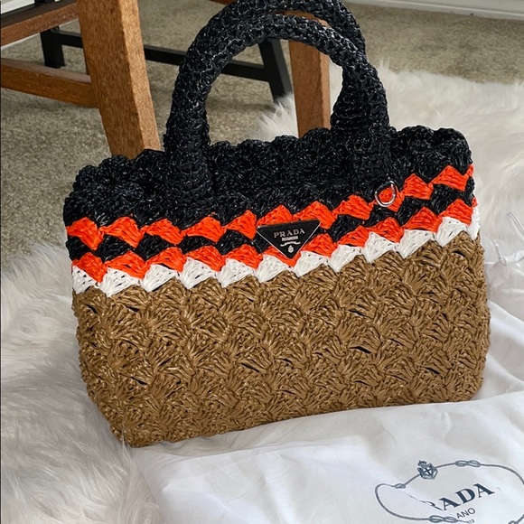 prada straw tote